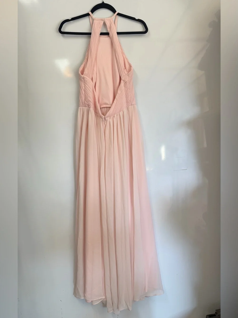 Bill Levkoff Blush Halter A-Line Maxi with Open Back